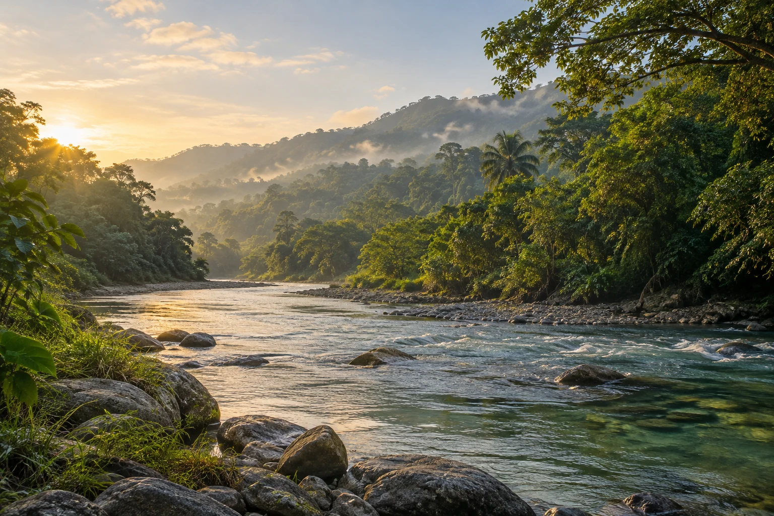 Tulian Rio river landscape in Cortés, Honduras