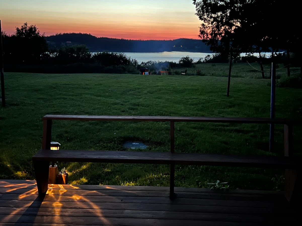 View from the deck, sunset every night! at Lubec Saltbox in Lubec