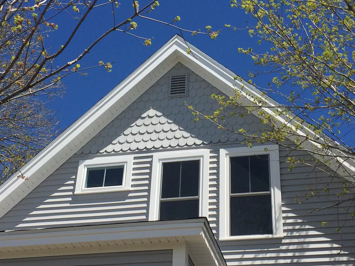 New siding and trim recapture Victorian times. New insulation keeps you 21st century comfy. at Horror Hill Cottage in Lubec